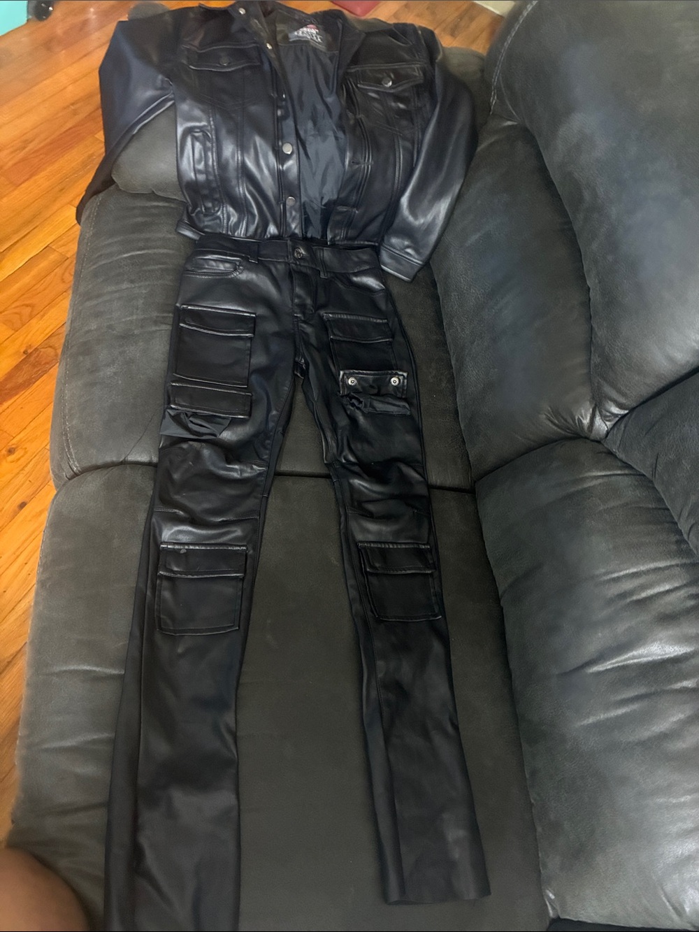 Jordan Craig Black Faux Leather Kids Cargo Set